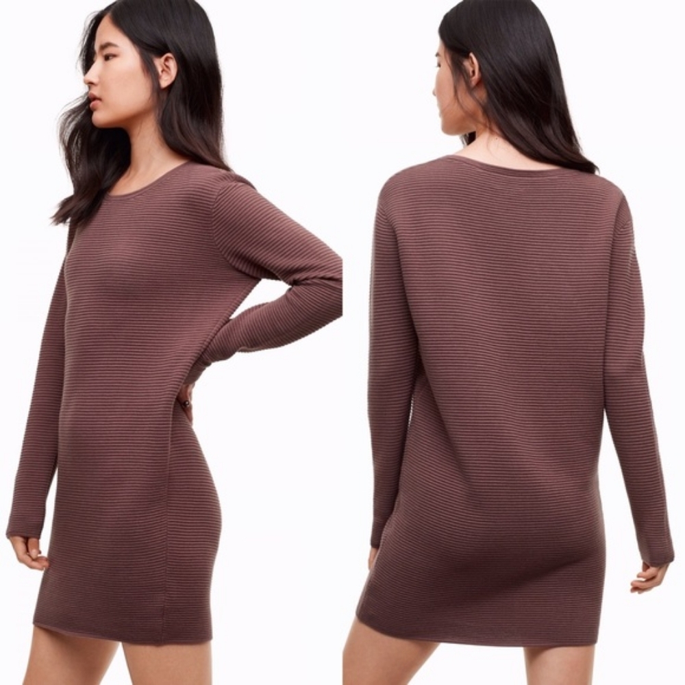 Wilfred Dark Plum Cashmere Blend Sweater Dress
